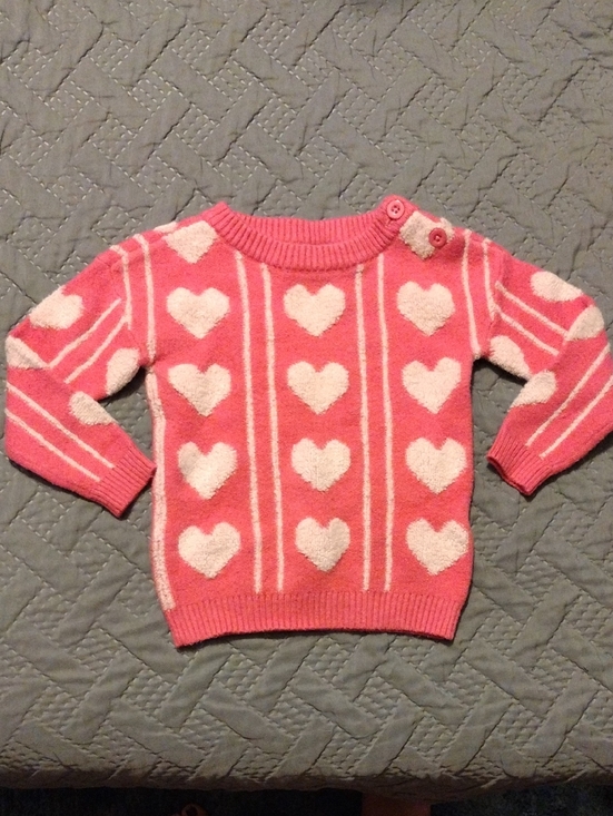 Andy & Evan Sweaters - Andy & Evan Kids Pink Sweater with Cream Heart Pattern